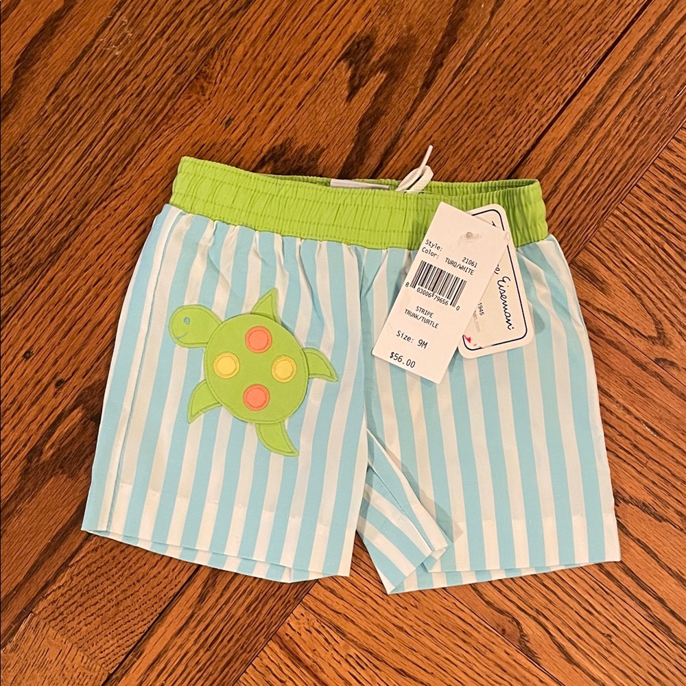 Florence Eiseman NEW boys turtle swim trunks sz 9m